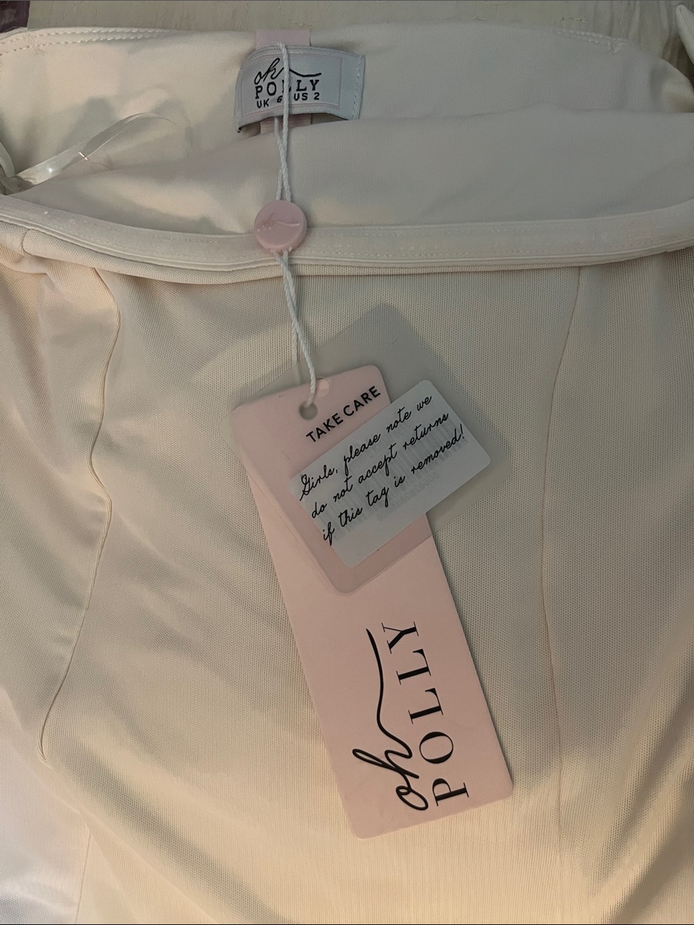 Oh Polly Ivory Diletta Strapless Ruffle High-Slit Gown NWT size 2 - Picture 6 of 9